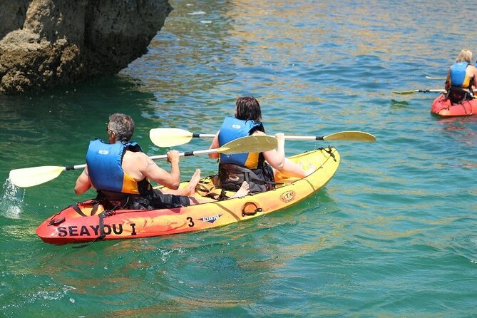 Albufeira Kayak Tour – Relaxing Trip with 2 Guides - The catamaran cruise to Praia do Castelo, then into the kayaks
