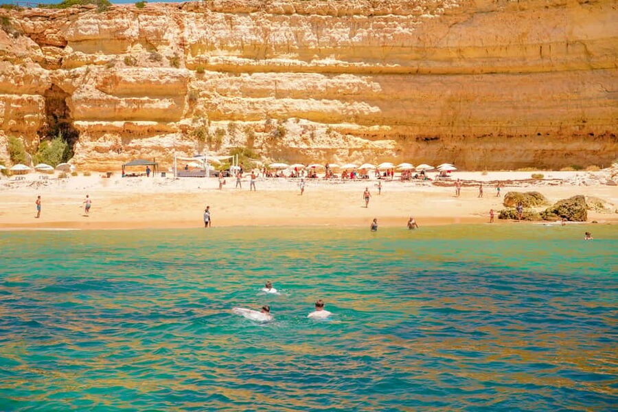 Albufeira: Sightseeing Cruise with Beach BBQ and Open Bar - Swimming, snorkeling, and paddle boards on the calm-water stretch