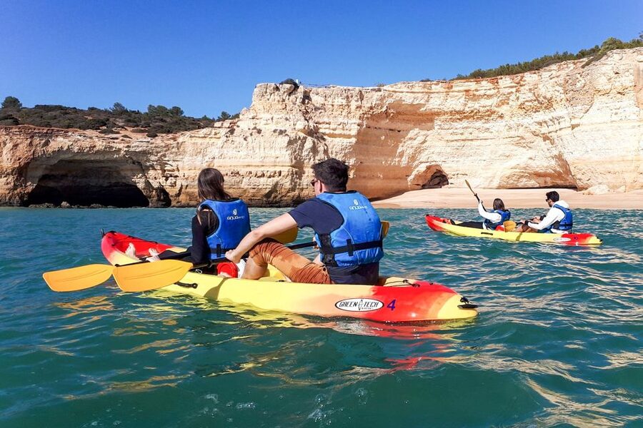 Benagil: Benagil Caves and Secret Spots Guided Kayaking Tour - Learning Kayak Technique for Cave Conditions