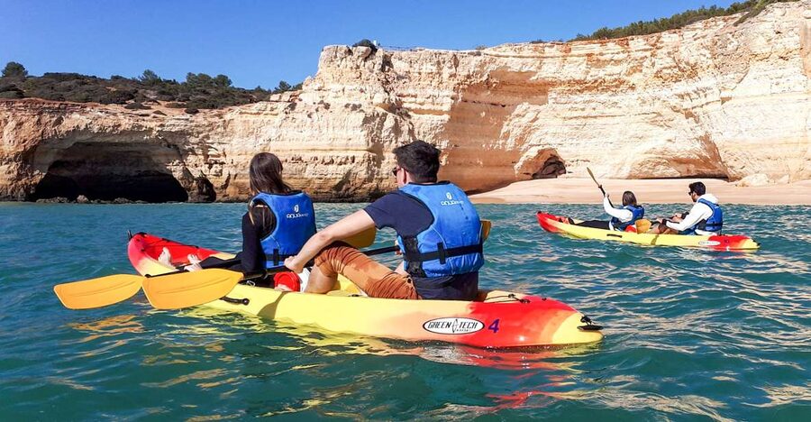 Benagil: Benagil Caves and Secret Spots Guided Kayaking Tour - Meeting Benagil Beach Without Stress