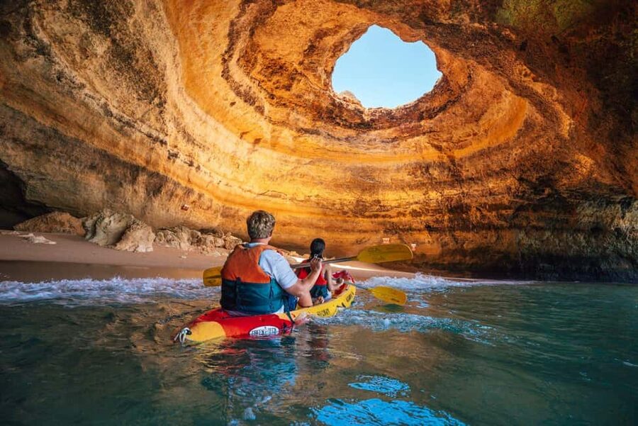 Benagil: Guided Kayaking Tour to the Benagil Cave - Paddling the coast: Marinha, Benagil, and Carvalho from the water