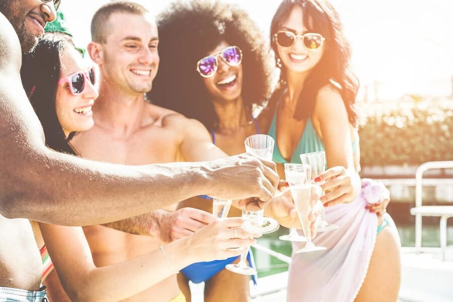 Boat Party to the Beach with Swimming Stops, DJ and Open Bar - On Board in Real Life: DJ, Open Bar, and Bathroom Comfort