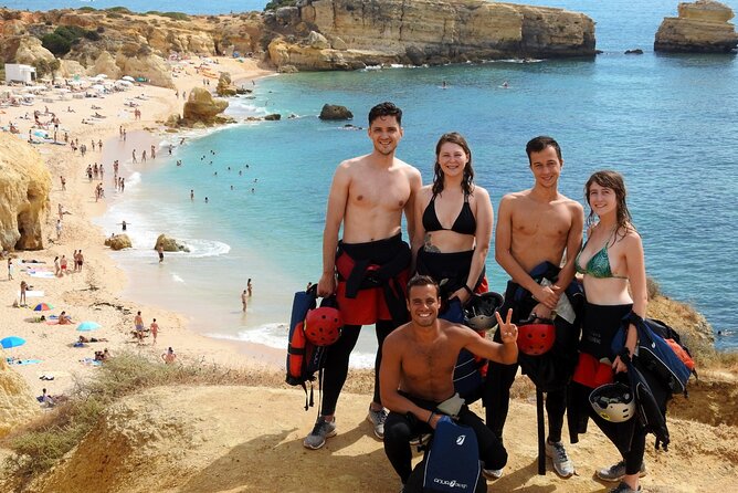 CLIFF JUMPING tour - Coasteering in Albufeira - Coasteering Start at Praia de São Rafael: meet, gear up, and get briefed