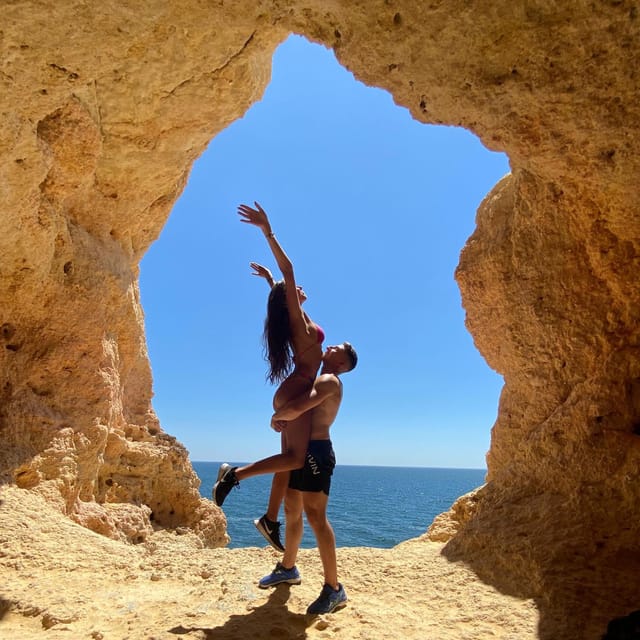 From Faro: Benagil, Algar Seco, 7 Hanging Valleys, & Marinha - Praia da Marinha: the beach break with real swimming time