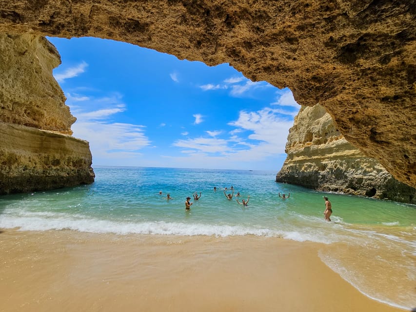 From Faro: Benagil Cave, Marinha Beach, Algar Seco & More - Praia da Marinha: the swim-and-picnic center of the route
