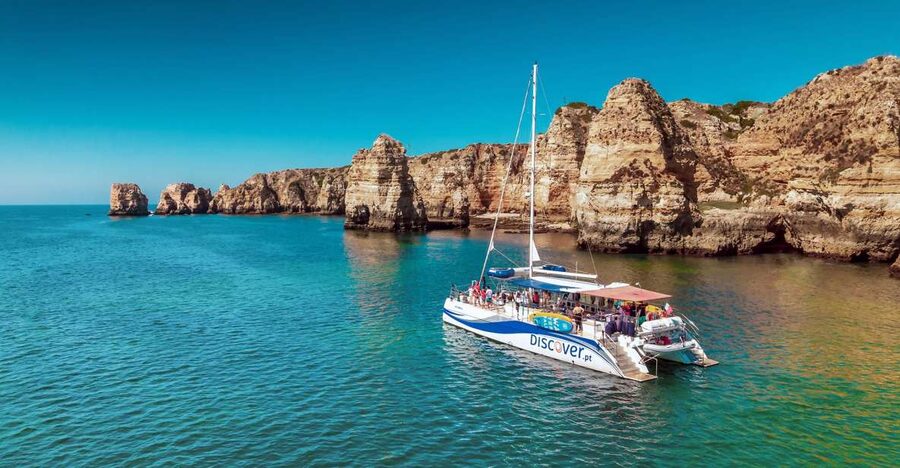 From Lagos: Algarve Golden Coast Cruise - From Lagos toward Ponta da Piedade: cliffs, caves, and classic Algarve angles