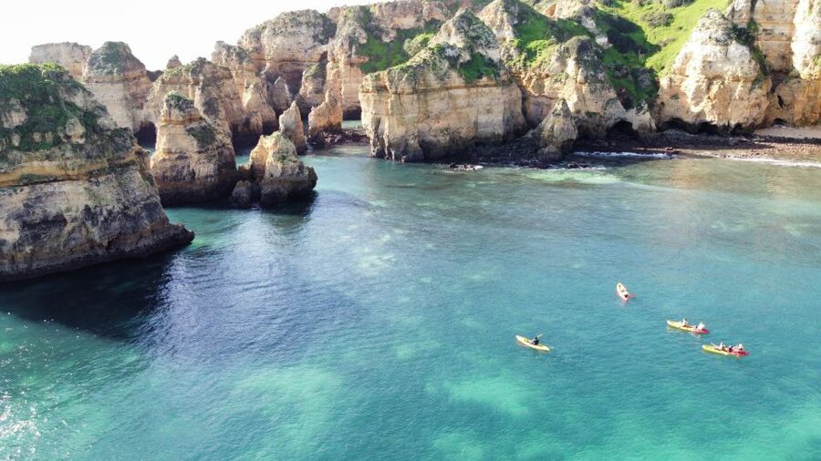 From Lagos: Kayak Experience in Ponta da Piedade - English or Portuguese, and how the crew keeps it friendly