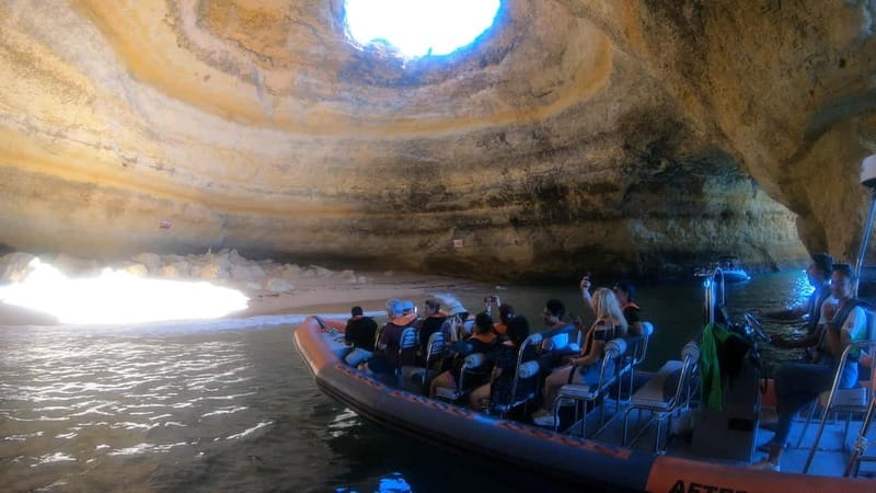 From Lagos: Scenic Cruise to the Benagil and Carvoeiro Caves - The Boat Ride: Padded Benches, Life Jackets, and Real-World Handling
