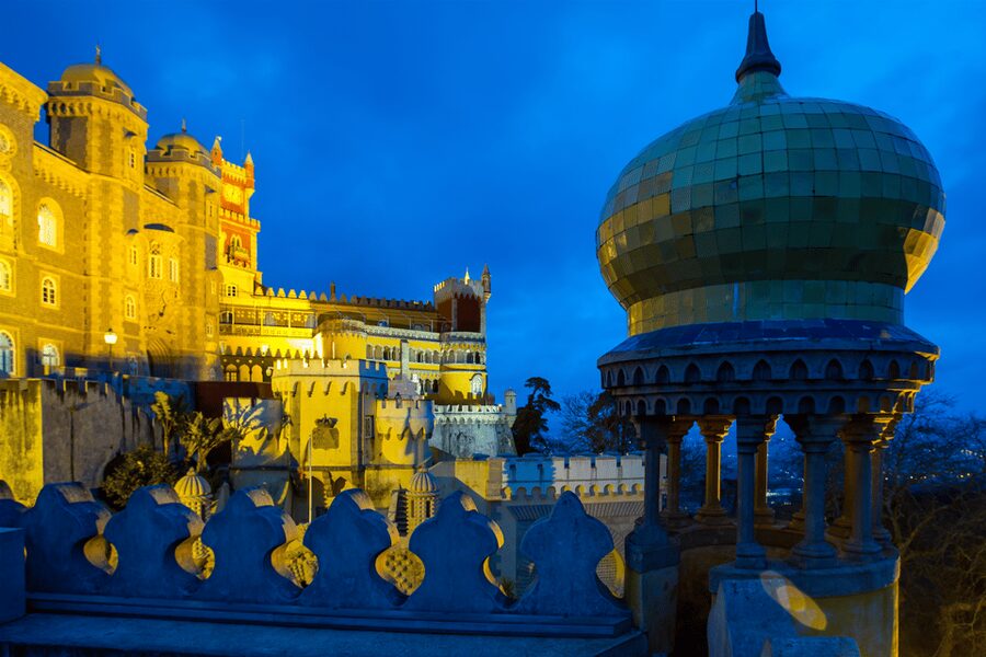 From Lisbon: Pena Palace, Regaleira, Sintra & Cascais Tour - Pena Palace: guided orientation, terraces views, and the ticket choice you must make