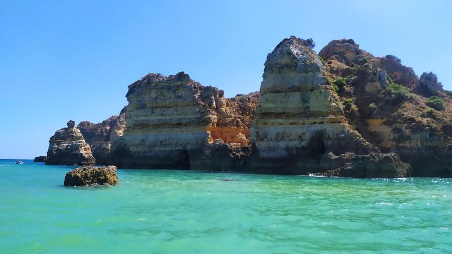 Lagos: Boat Trip to Grottos of Ponta da Piedade and Caves - Cruising Lagos Coast Toward Ponta da Piedade Grottos