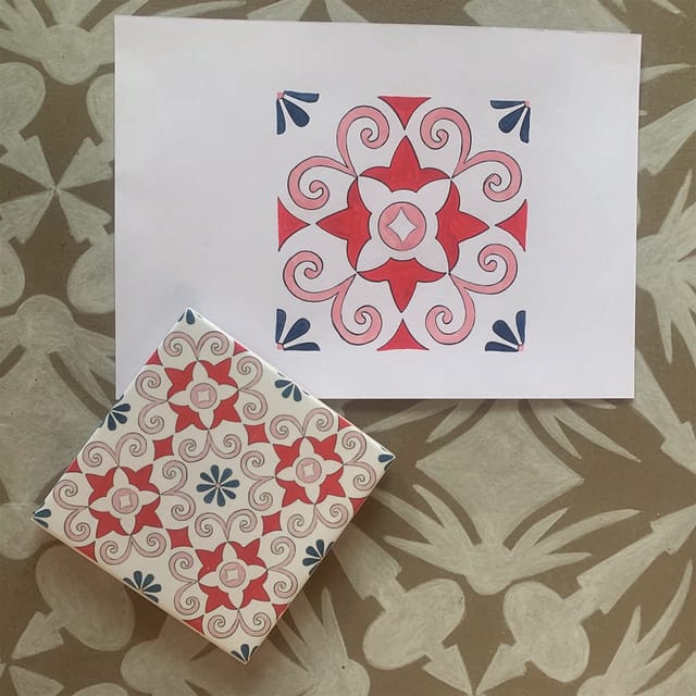 Lisbon: Azulejos' Design Create Your Own Tile Workshop - The step-by-step process: pencil to marker to watercolor