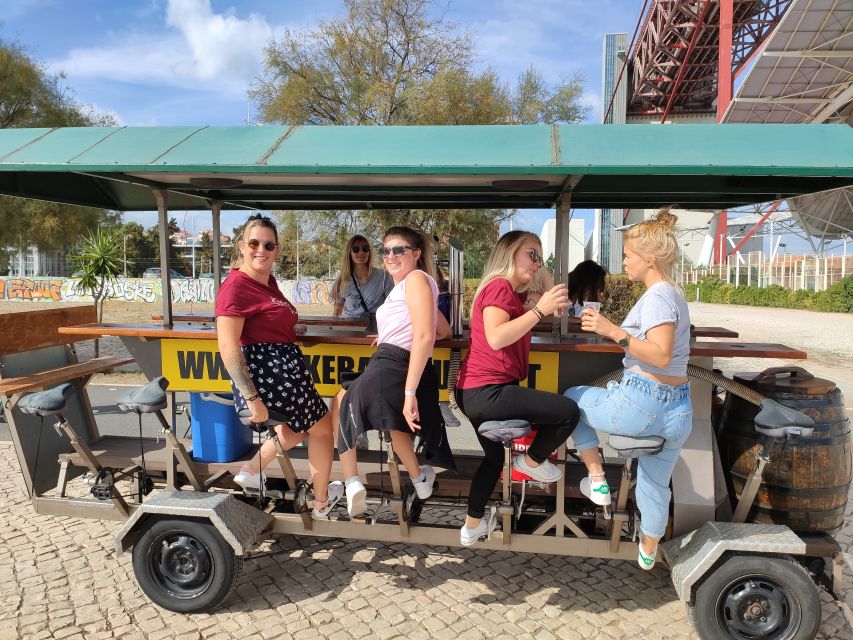 Lisbon: Beer Bike Tour with Sangria and Beer - The 25th April Bridge photo stop, plus easy riverside riding
