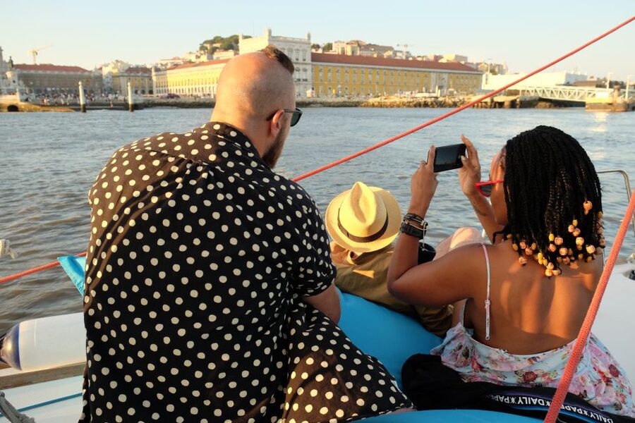 Lisbon: City Skyline Sailboat Cruise with Drink and Snacks - Cristo Rei and the 25 de Abril Bridge up close