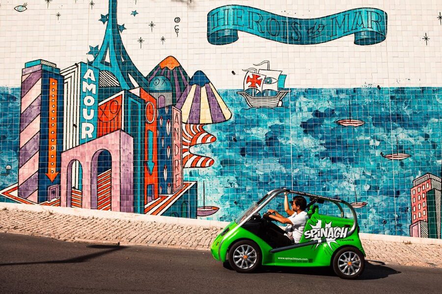 Lisbon: GPS-Guided Spinach Tour by Electric Car - Excursion mode with a scooter guide vs self-guided routes