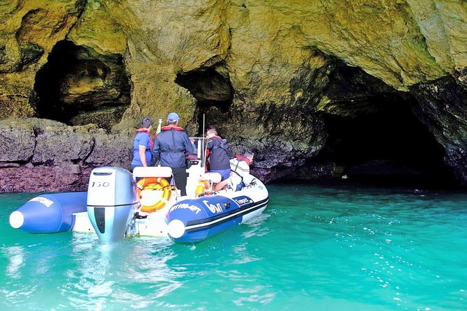 Portimão: Benagil Caves Speedboat Tour - Benagil cave close look, photo time, and the sea-state reality