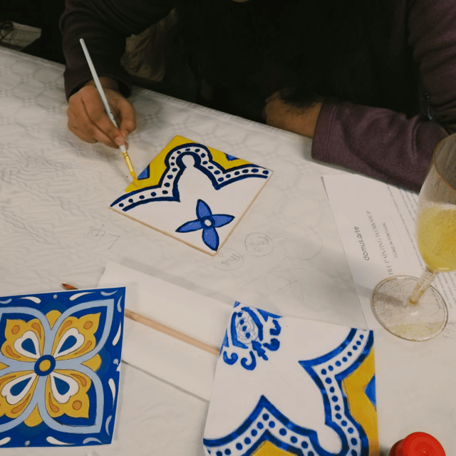 Porto: Tile-Painting Workshop with Porto Wine - Bainharia - Port wine, biscuits or cookies, and a group that chats